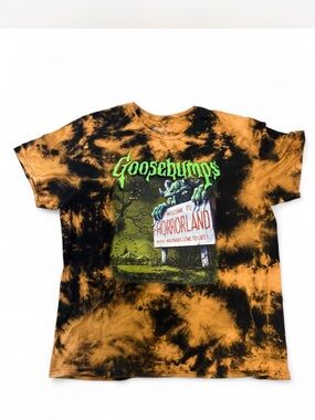 Goosebumps "HorrorLand" Tie-Dye Graphic Tee - Black & Orange